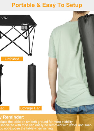 Portable Foldable Camping Table with Cup Holders