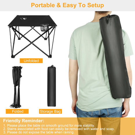 Portable Foldable Camping Table with Cup Holders