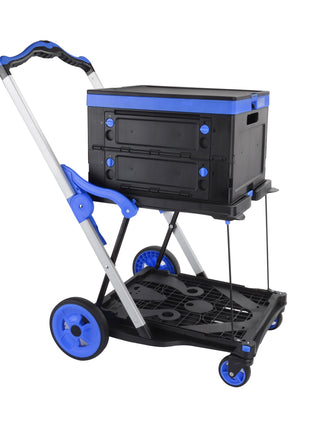 2-Tier Collapsible Shopping Cart with Storage Crate