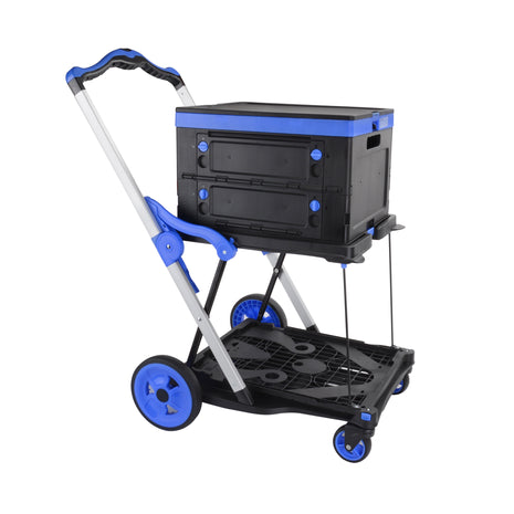 2-Tier Collapsible Shopping Cart with Storage Crate