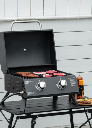 Portable 2-Burner Charcoal BBQ Grill