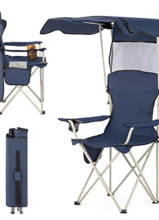 Camping Chair with Canopy & Cup Holder