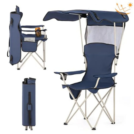 Camping Chair with Canopy & Cup Holder