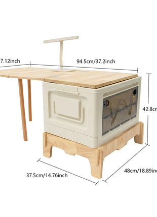 Foldable Camping Table with Storage Cabinet