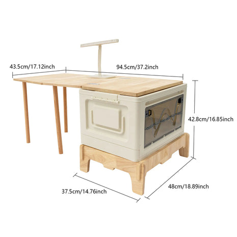 Foldable Camping Table with Storage Cabinet