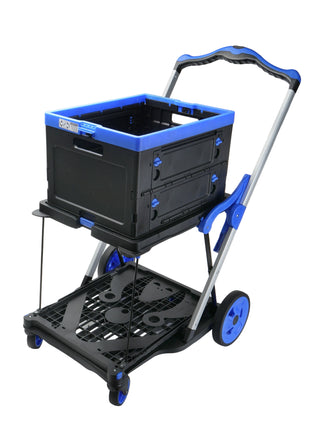2-Tier Collapsible Shopping Cart with Storage Crate
