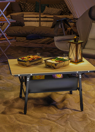 3Ft Aluminum Small Folding Table, Portable Camping Table with Storage Bag, Carry Bag for Outdoor Picnic BBQ, Brown