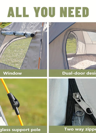 Automatic Instant Setup Camping Tent – Lightweight, Windproof & Waterproof 2 Person Tent with Dual Doors