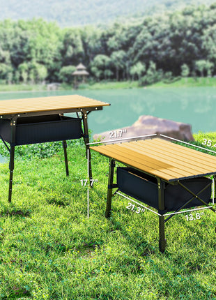 3Ft Aluminum Small Folding Table, Portable Camping Table with Storage Bag, Carry Bag for Outdoor Picnic BBQ, Brown
