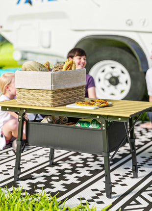 3Ft Aluminum Small Folding Table, Portable Camping Table with Storage Bag, Carry Bag for Outdoor Picnic BBQ, Brown