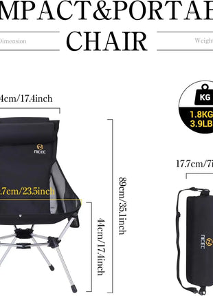 Ultralight Folding Camping Chair Set of 2 black
