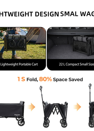 220 lbs Foldable Wagon Cart with 5x2 Wide Wheels & Full-Side Opening